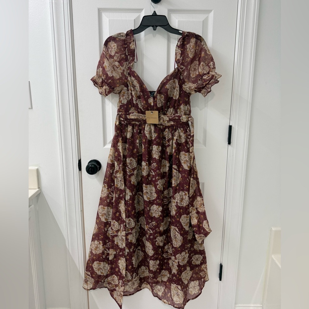 Altar’d State Burgundy Floral Maxi Dress NWT